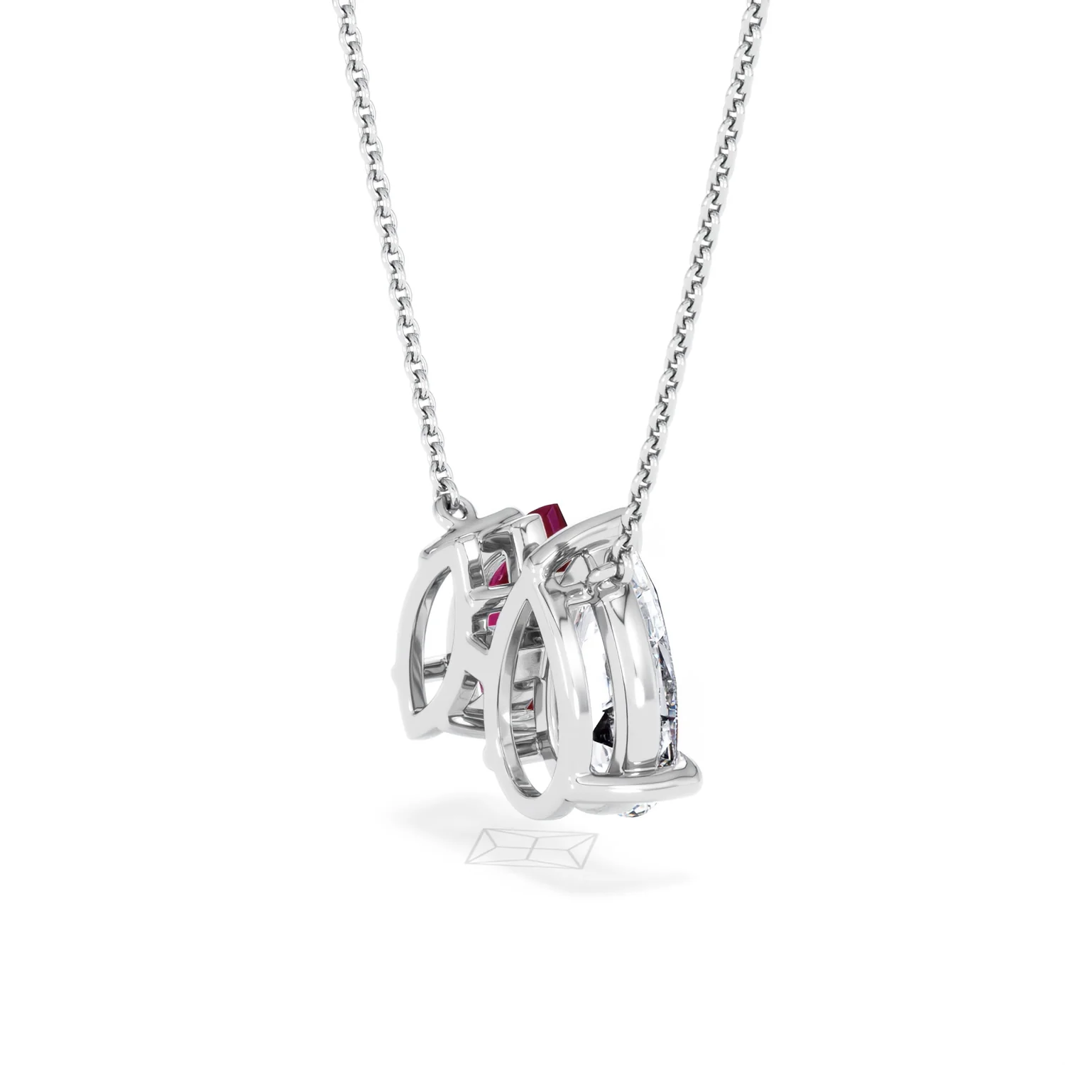 Toi Et Moi 1.50ct Pear Lab Diamond and 1.30ct Marquise Lab Ruby Necklace in 18K White Gold - Image 35