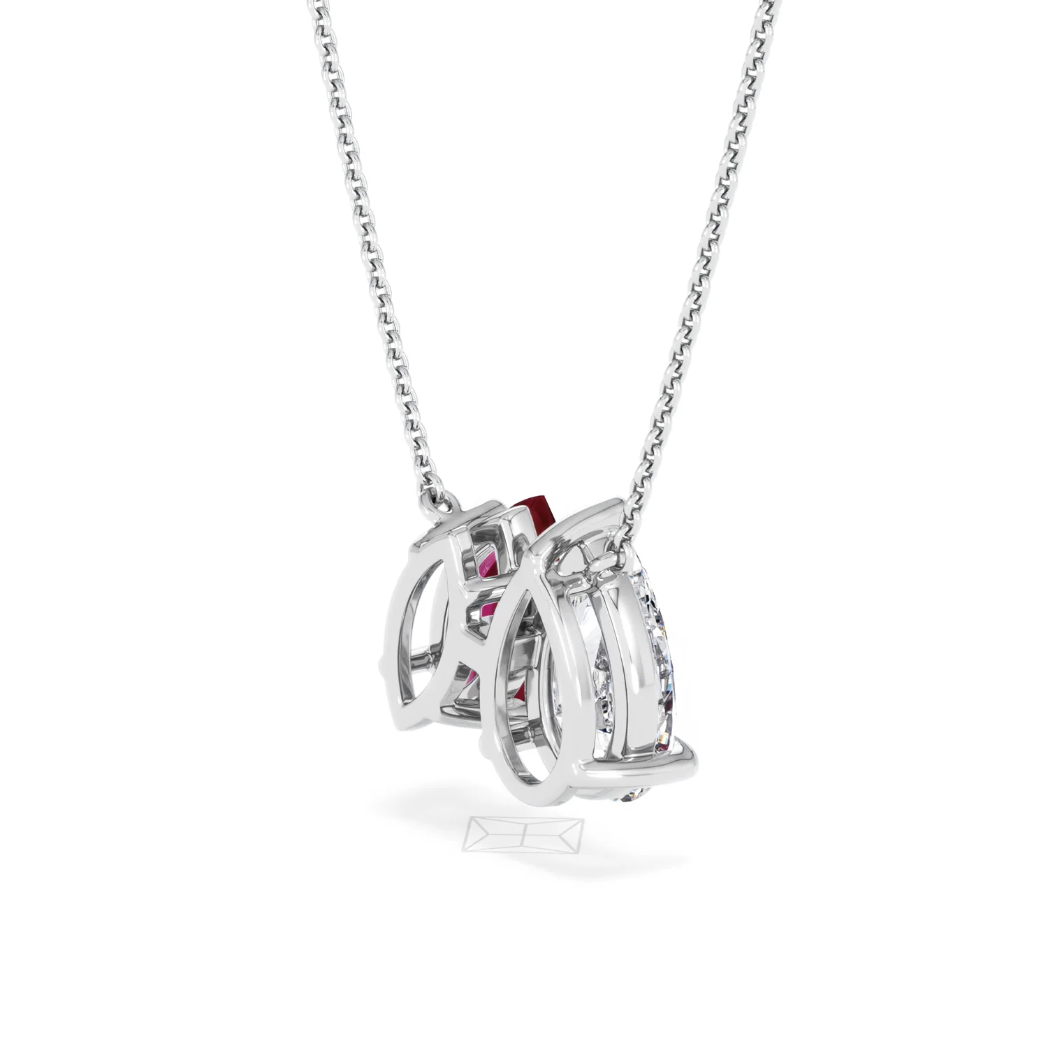 Toi Et Moi 1.50ct Pear Lab Diamond and 1.30ct Marquise Lab Ruby Necklace in 18K White Gold - Image 36