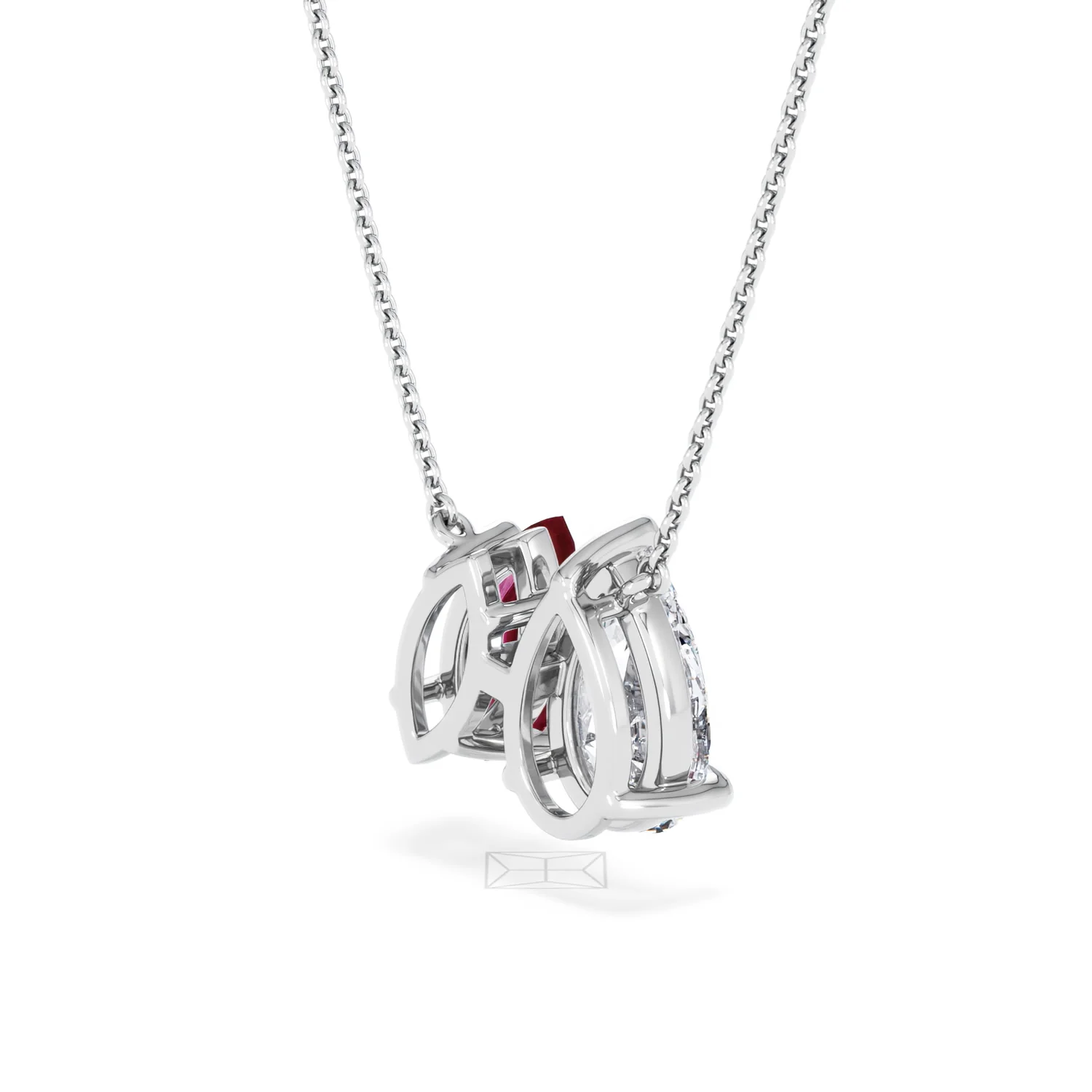 Toi Et Moi 1.50ct Pear Lab Diamond and 1.30ct Marquise Lab Ruby Necklace in 18K White Gold - Image 37