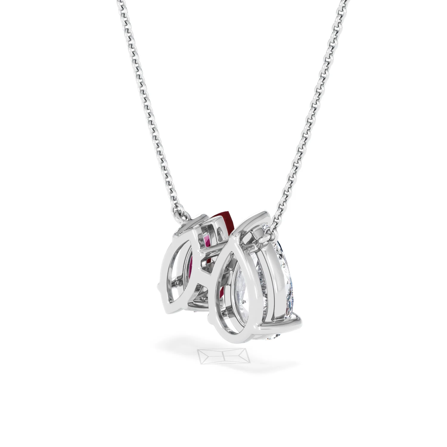 Toi Et Moi 1.50ct Pear Lab Diamond and 1.30ct Marquise Lab Ruby Necklace in 18K White Gold - Image 38