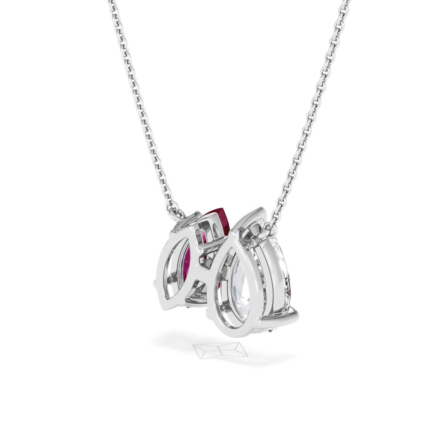 Toi Et Moi 1.50ct Pear Lab Diamond and 1.30ct Marquise Lab Ruby Necklace in 18K White Gold - Image 39