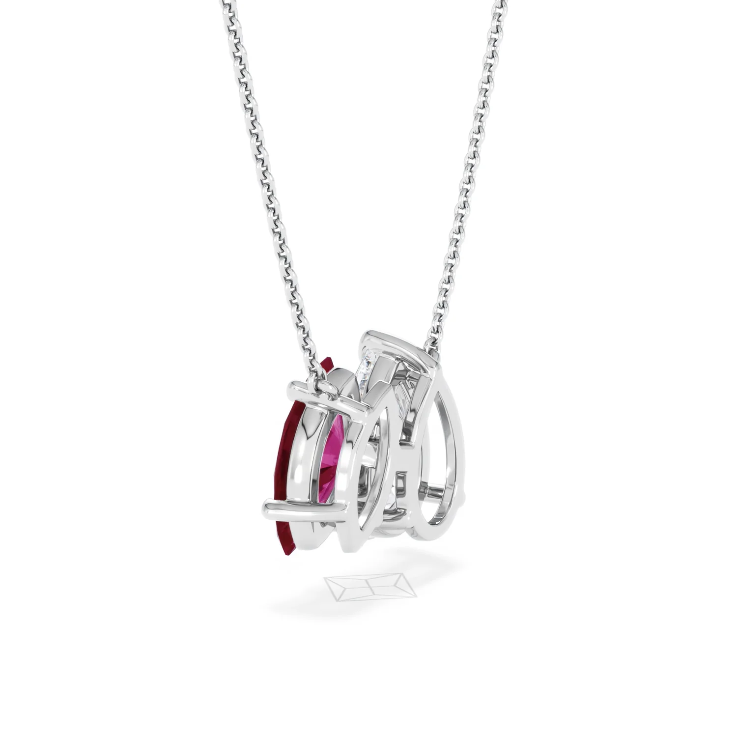 Toi Et Moi 1.50ct Pear Lab Diamond and 1.30ct Marquise Lab Ruby Necklace in 18K White Gold - Image 59