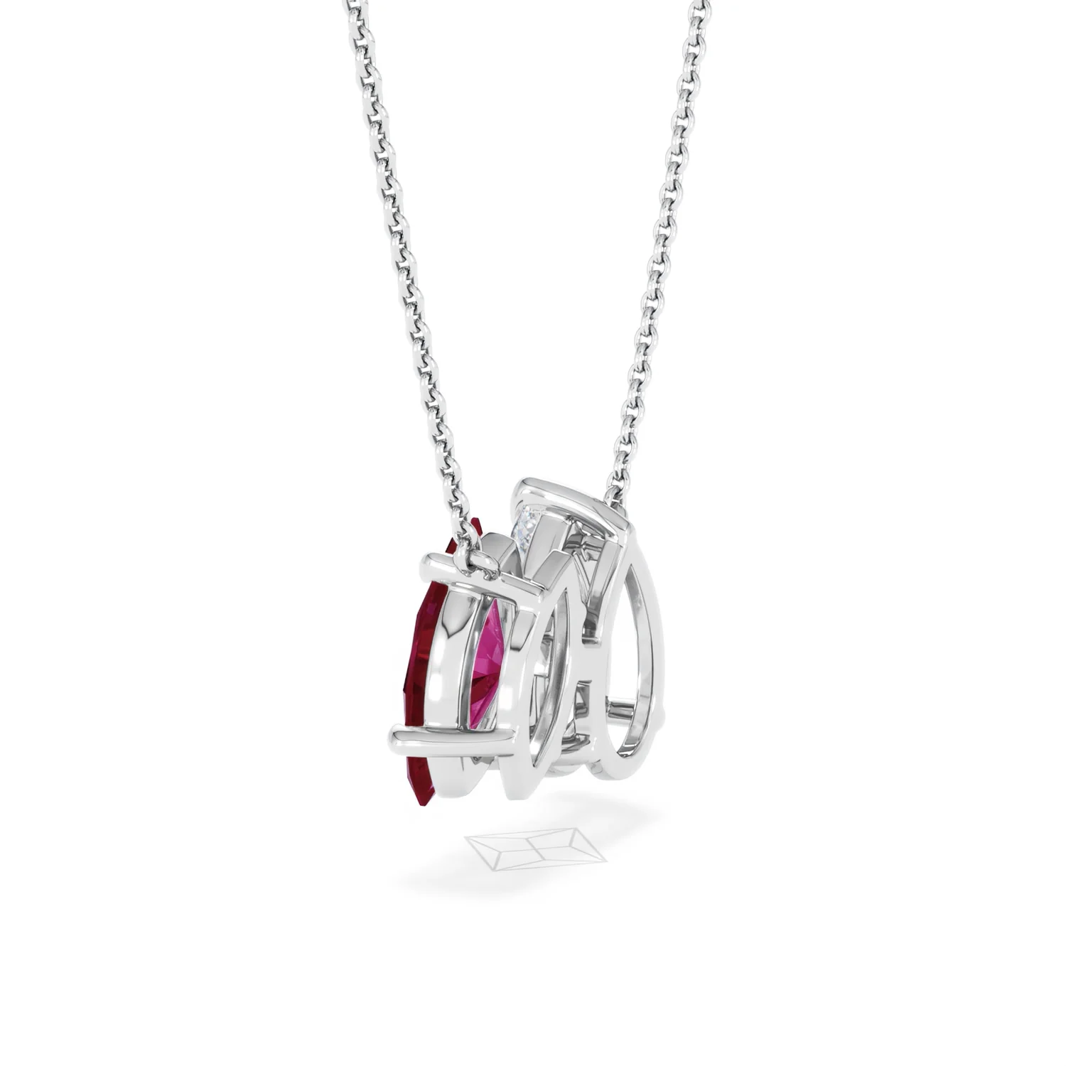 Toi Et Moi 1.50ct Pear Lab Diamond and 1.30ct Marquise Lab Ruby Necklace in 18K White Gold - Image 60