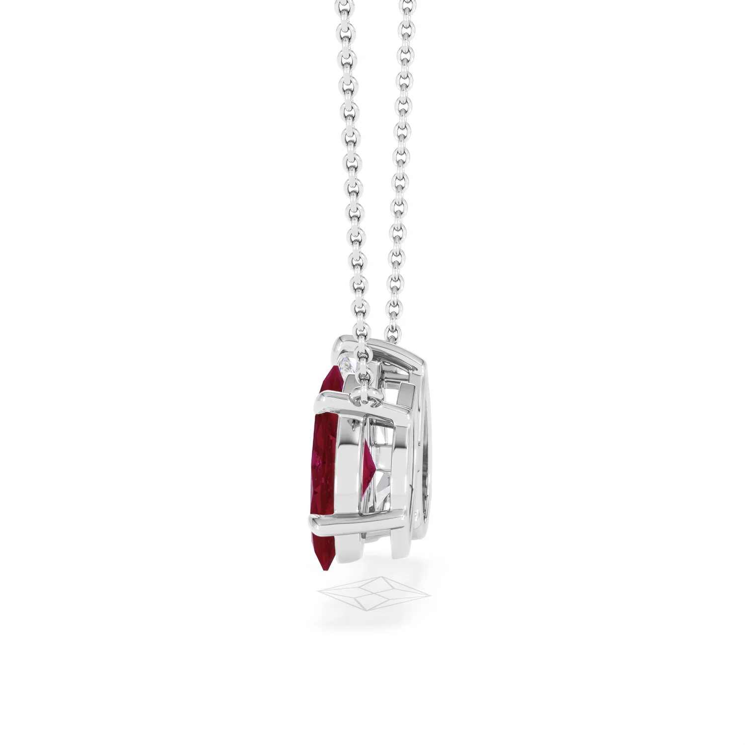 Toi Et Moi 1.50ct Pear Lab Diamond and 1.30ct Marquise Lab Ruby Necklace in 18K White Gold - Image 65