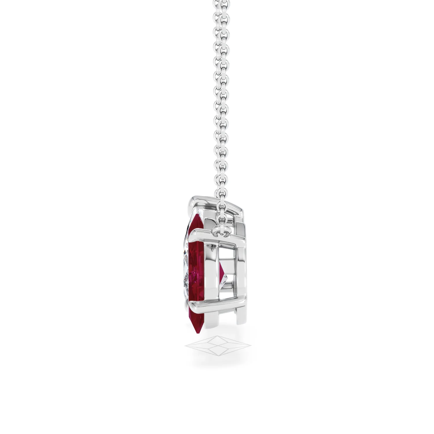 Toi Et Moi 1.50ct Pear Lab Diamond and 1.30ct Marquise Lab Ruby Necklace in 18K White Gold - Image 67