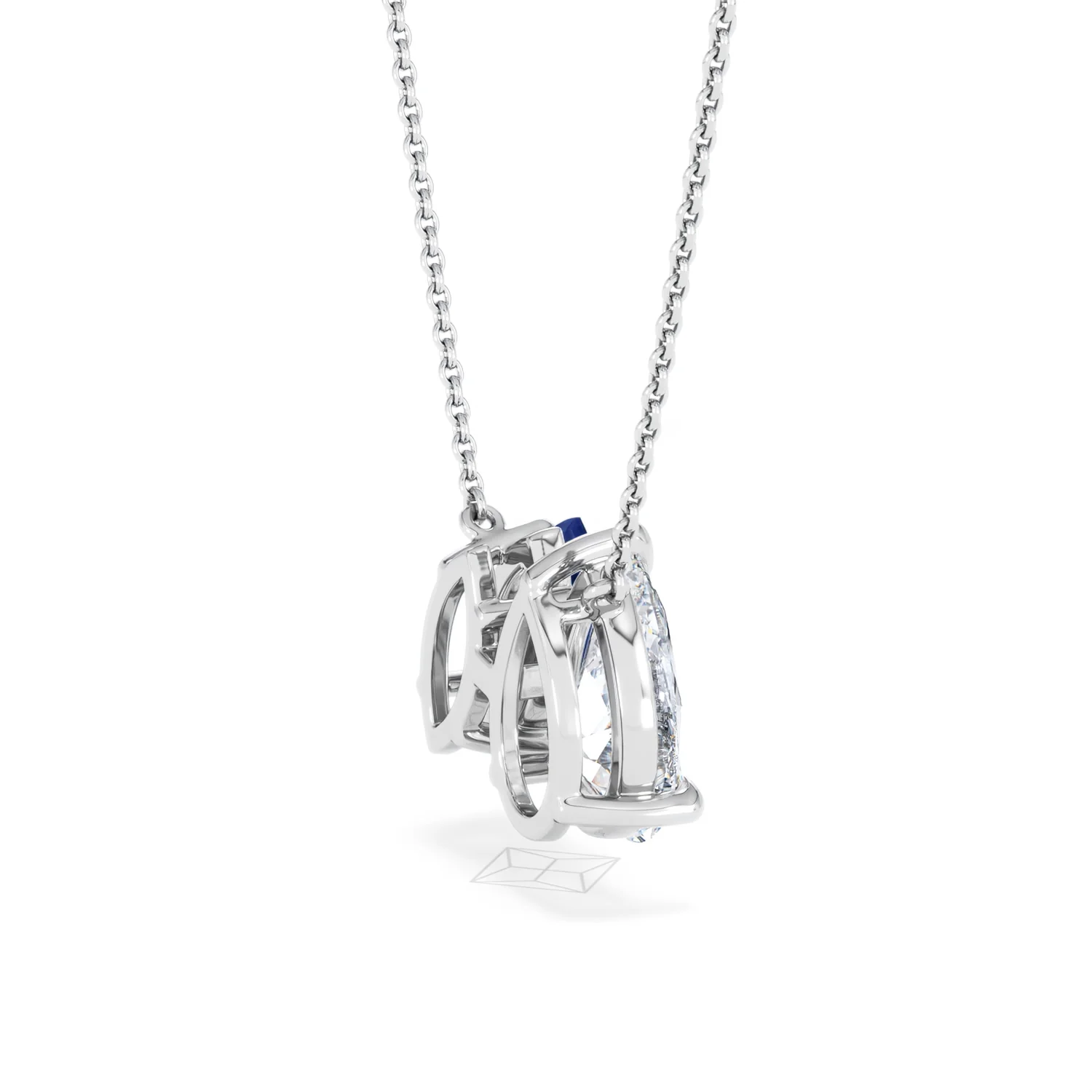 Toi Et Moi 1.50ct Pear Lab Diamond and 1.30ct Marquise Lab Sapphire Necklace in 18K White Gold - Image 33