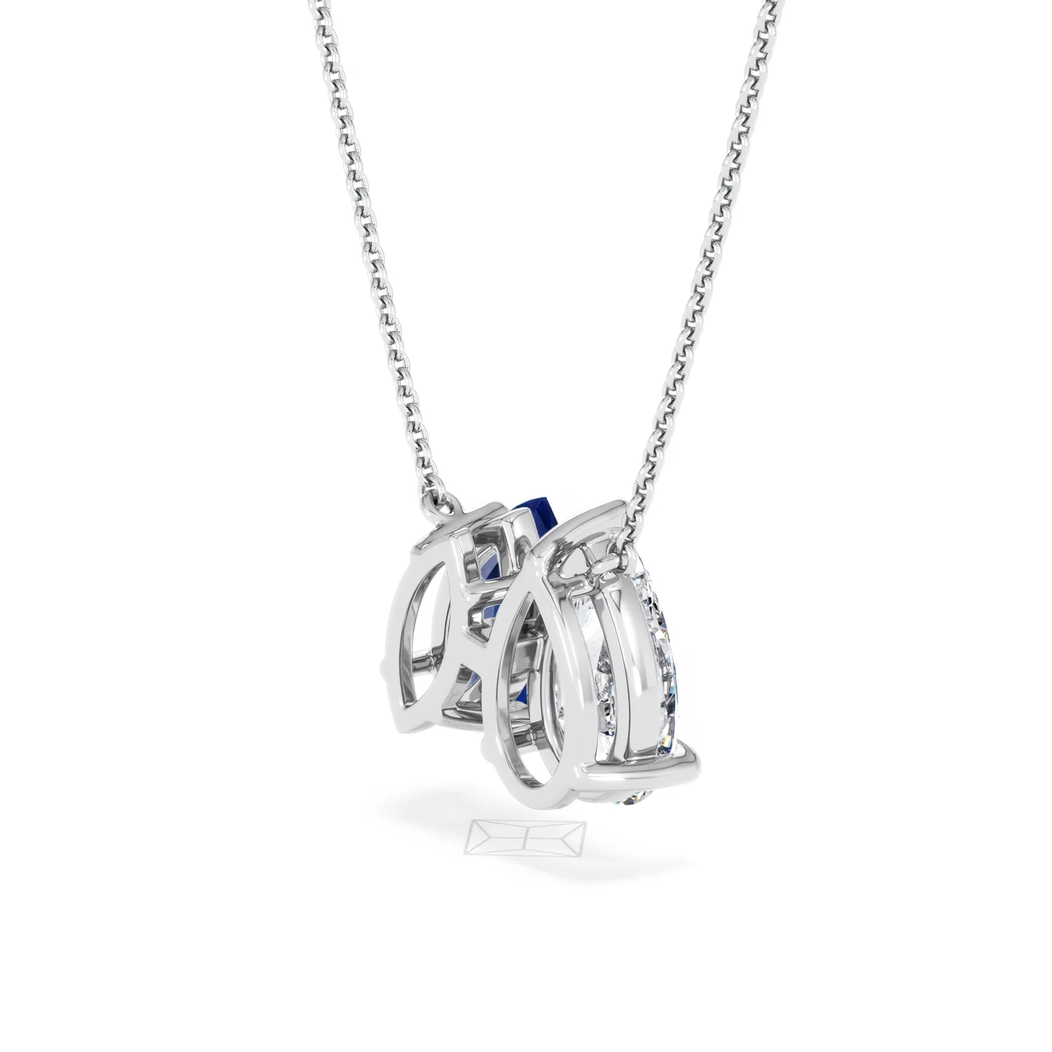 Toi Et Moi 1.50ct Pear Lab Diamond and 1.30ct Marquise Lab Sapphire Necklace in 18K White Gold - Image 36