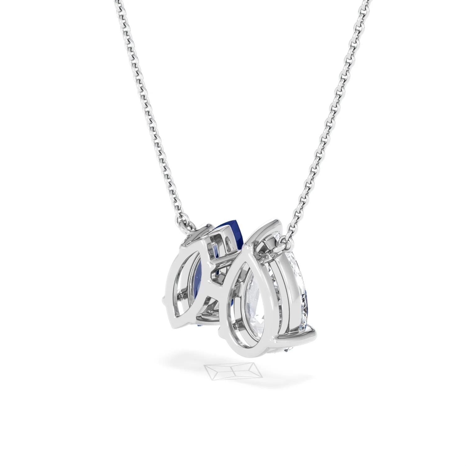Toi Et Moi 1.50ct Pear Lab Diamond and 1.30ct Marquise Lab Sapphire Necklace in 18K White Gold - Image 39