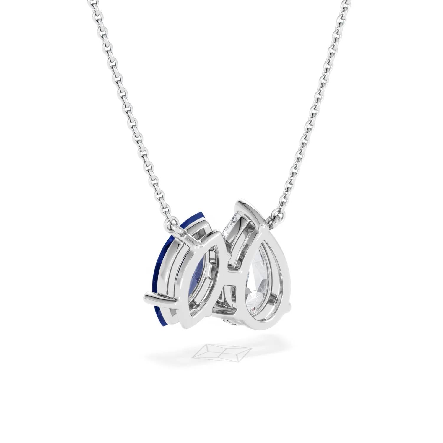 Toi Et Moi 1.50ct Pear Lab Diamond and 1.30ct Marquise Lab Sapphire Necklace in 18K White Gold - Image 53