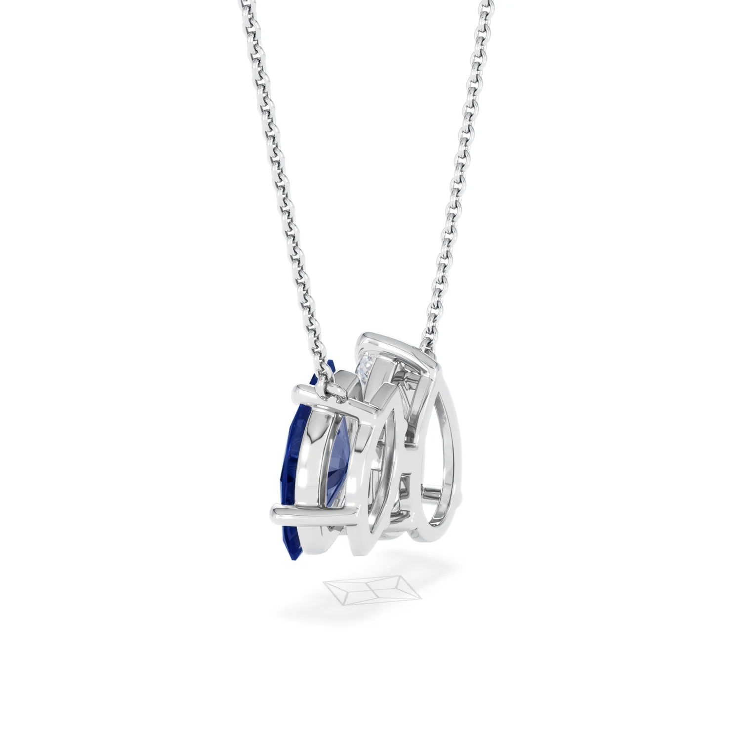 Toi Et Moi 1.50ct Pear Lab Diamond and 1.30ct Marquise Lab Sapphire Necklace in 18K White Gold - Image 60
