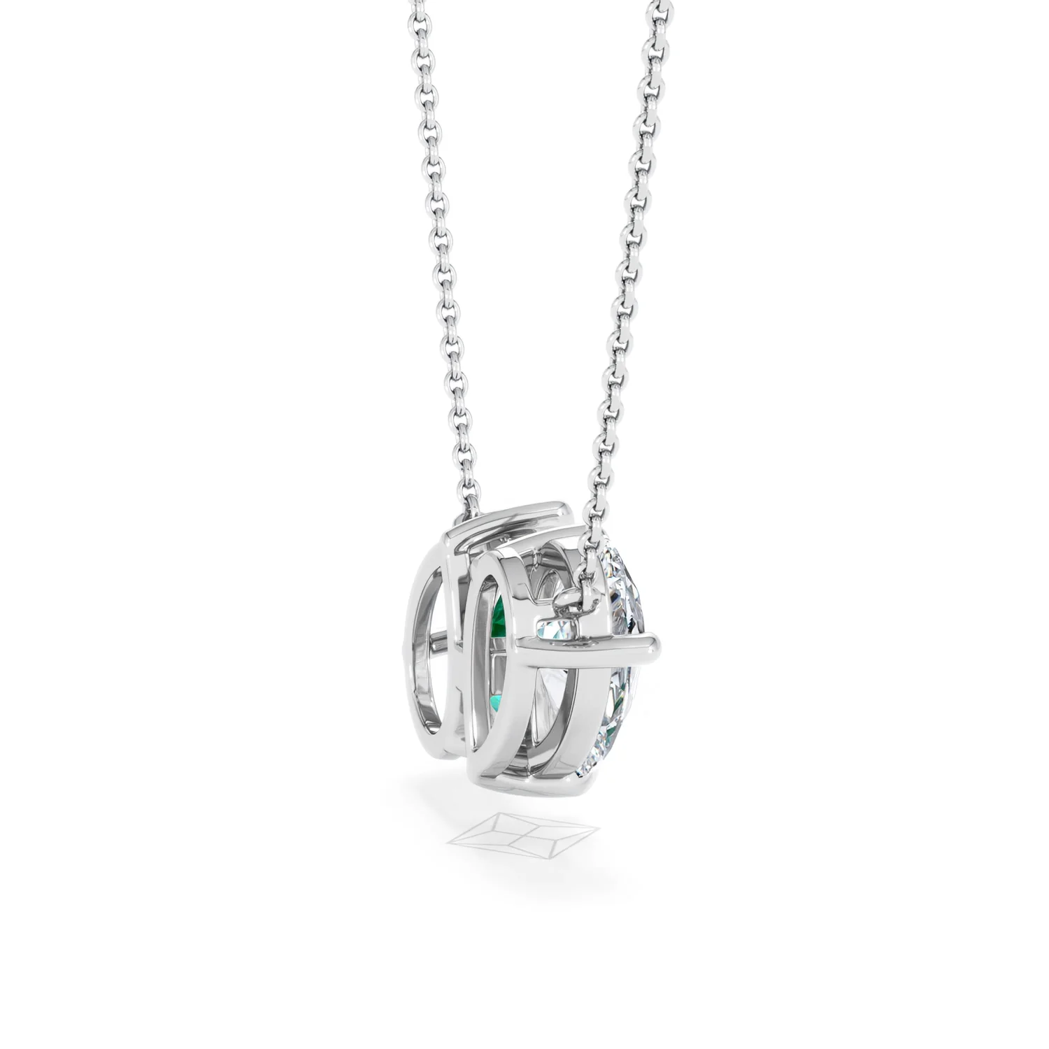 Toi Et Moi 1.50ct Pear Lab Diamond and 2.50ct Pear Lab Emerald Necklace in 18K White Gold - Image 32