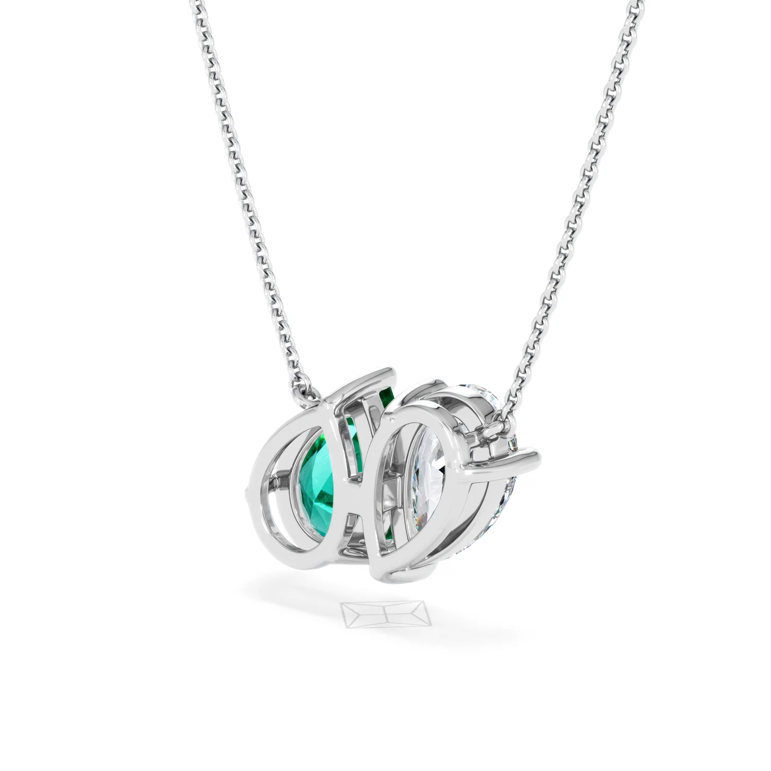 Toi Et Moi 1.50ct Pear Lab Diamond and 2.50ct Pear Lab Emerald Necklace in 18K White Gold - Image 39