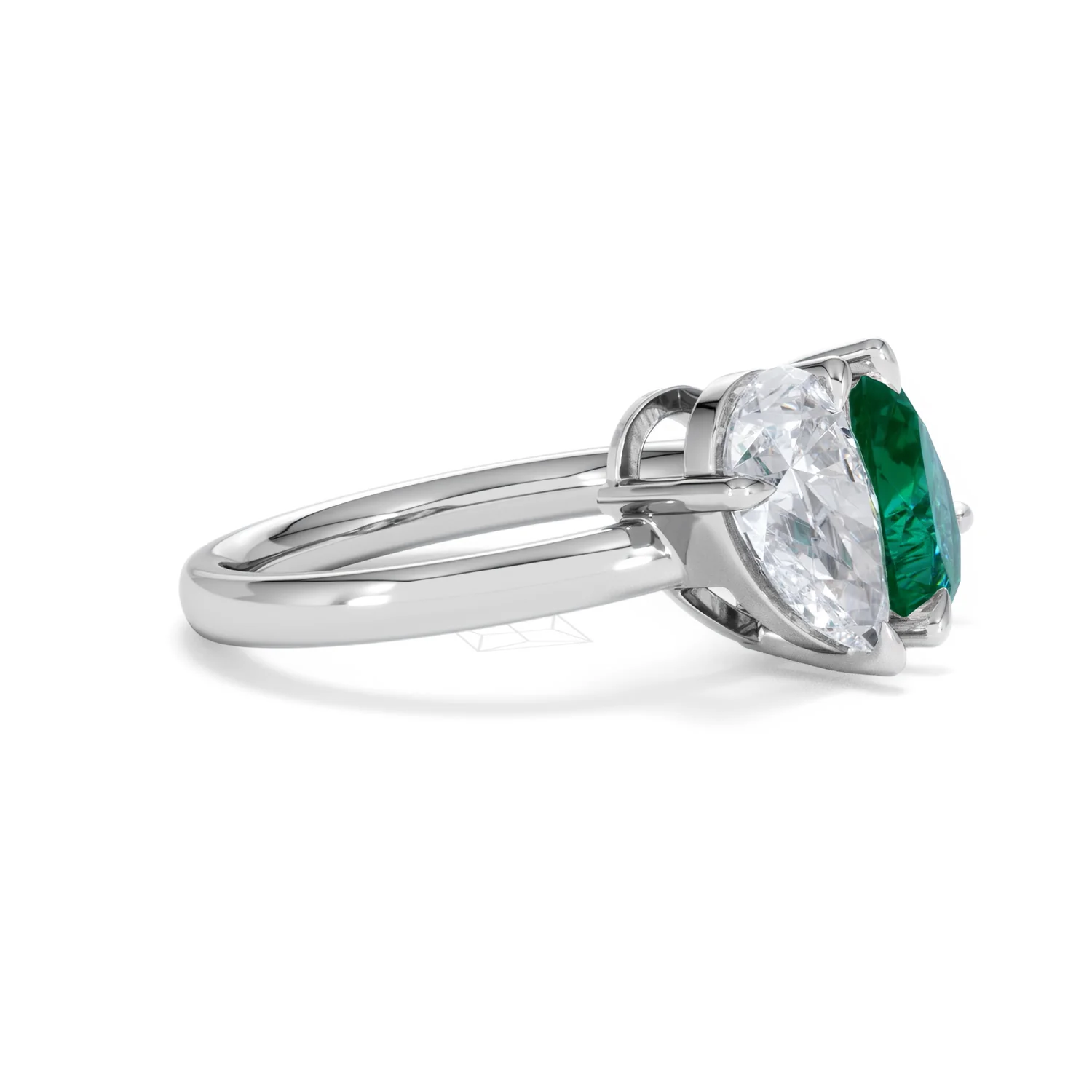 Toi Et Moi 1.50ct Pear Lab Diamond and 2.60ct Pear Lab Emerald Engagement Ring in Platinum - Image 23