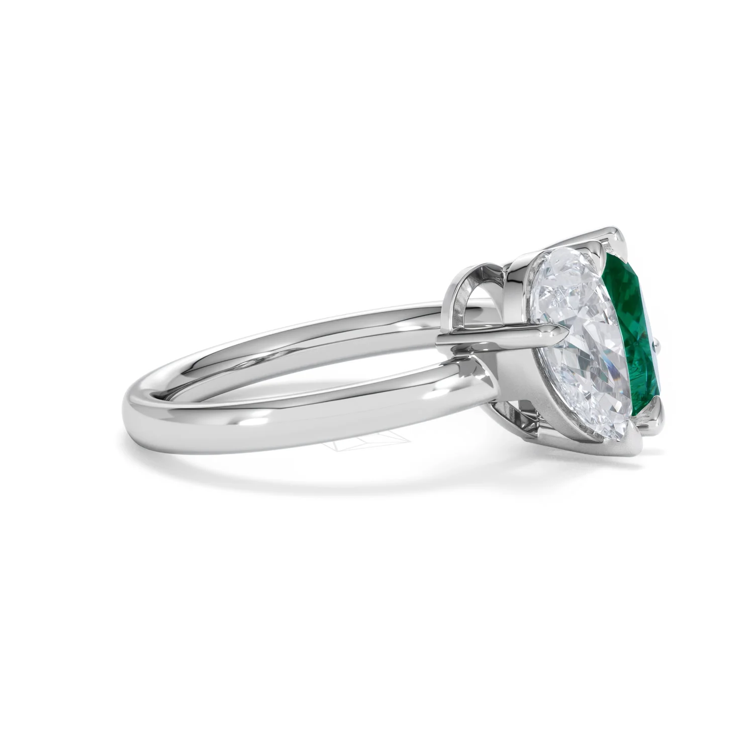 Toi Et Moi 1.50ct Pear Lab Diamond and 2.60ct Pear Lab Emerald Engagement Ring in Platinum - Image 25