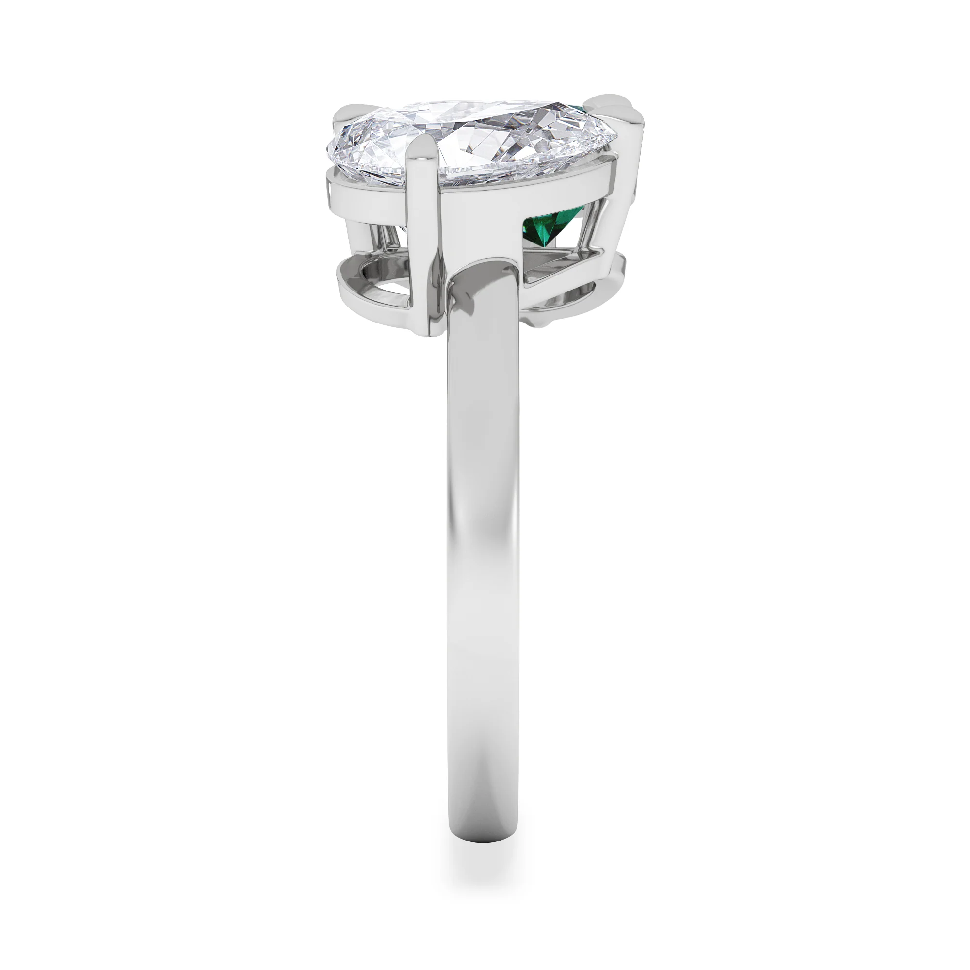 Toi Et Moi 1.50ct Pear Lab Diamond and 2.60ct Pear Lab Emerald Engagement Ring in Platinum - Image 5