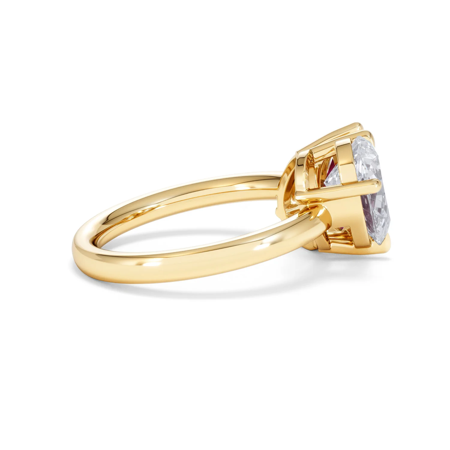 Toi Et Moi 1.50ct Pear Lab Diamond and 2.60ct Pear Lab Ruby Engagement Ring in 18K Yellow Gold - Image 31