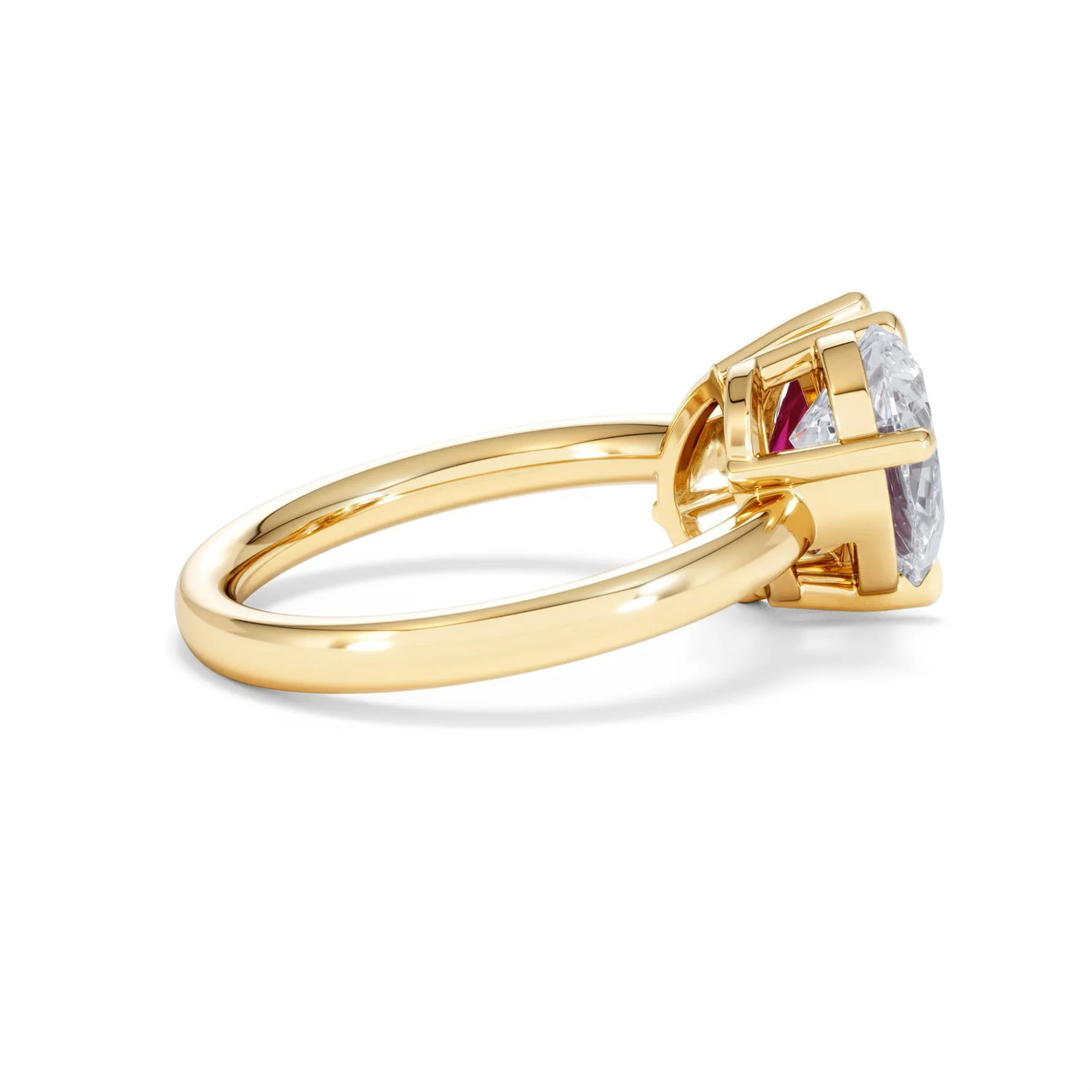 Toi Et Moi 1.50ct Pear Lab Diamond and 2.60ct Pear Lab Ruby Engagement Ring in 18K Yellow Gold - Image 32