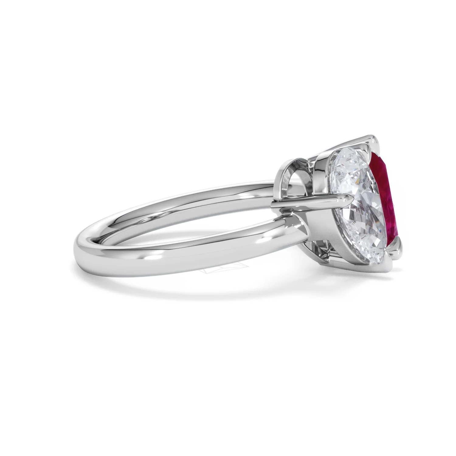 Toi Et Moi 1.50ct Pear Lab Diamond and 2.60ct Pear Lab Ruby Engagement Ring in Platinum - Image 26