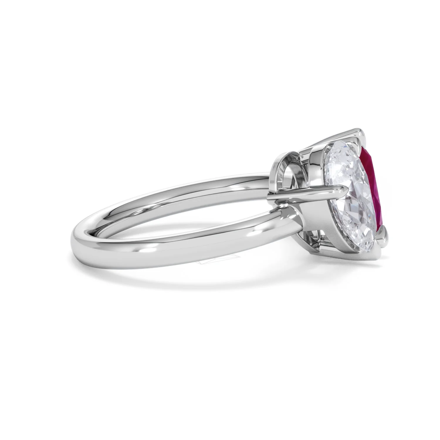 Toi Et Moi 1.50ct Pear Lab Diamond and 2.60ct Pear Lab Ruby Engagement Ring in Platinum - Image 27