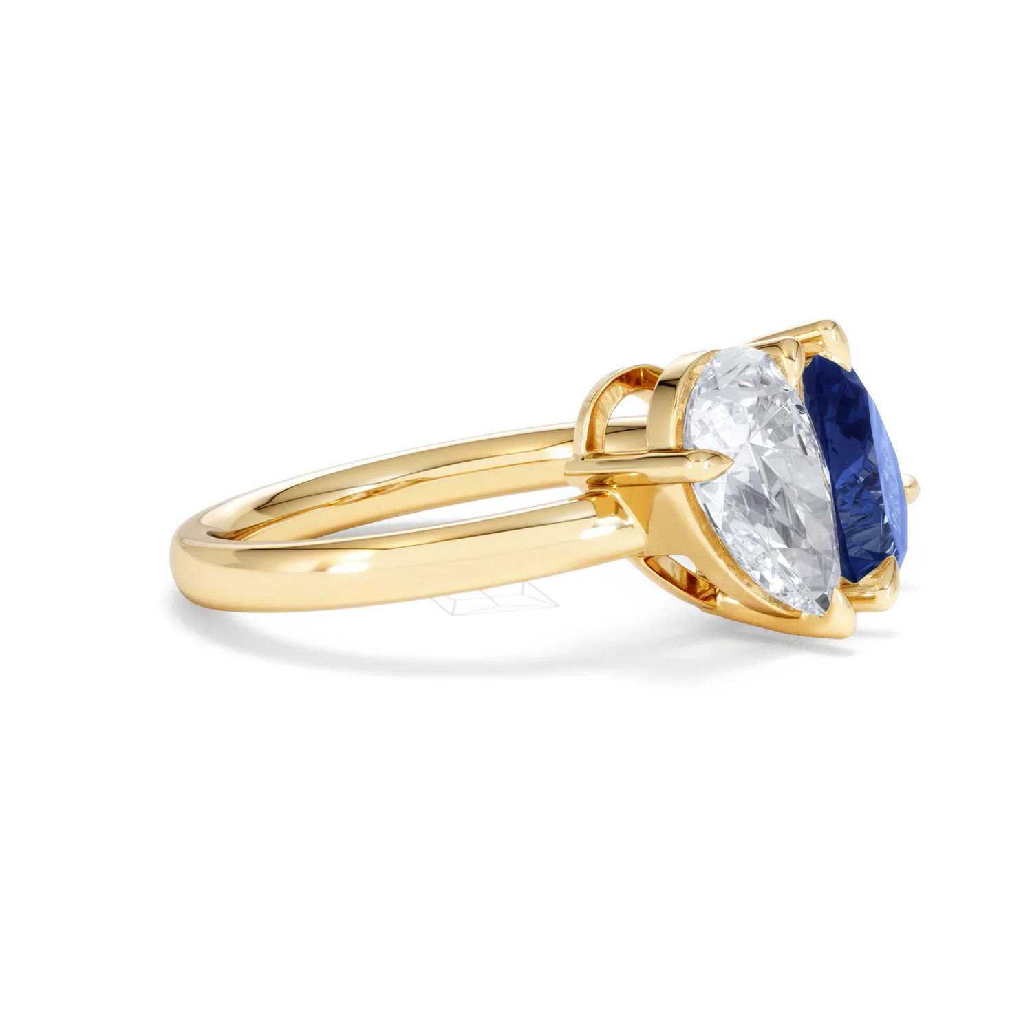 Toi Et Moi 1.50ct Pear Lab Diamond and 2.60ct Pear Lab Sapphire Engagement Ring in 18K Yellow Gold - Image 22