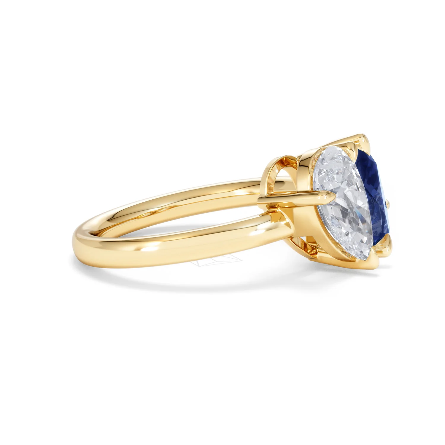 Toi Et Moi 1.50ct Pear Lab Diamond and 2.60ct Pear Lab Sapphire Engagement Ring in 18K Yellow Gold - Image 24