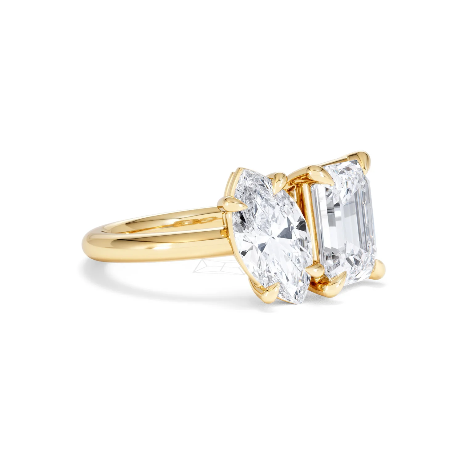 Toi Et Moi 3.00ct Marquise and Emerald Cut Lab Diamond Engagement Ring in 18K Yellow Gold - Image 17