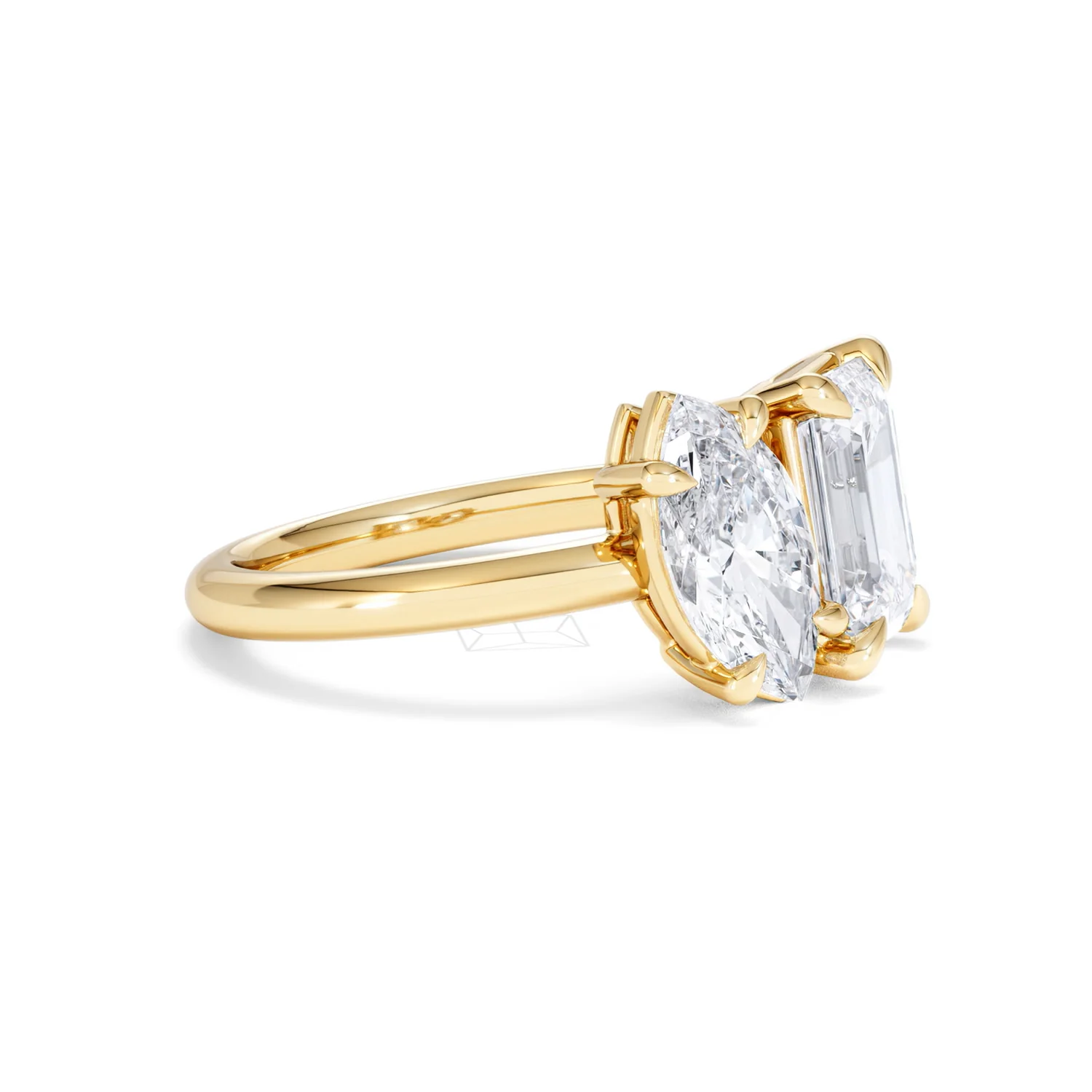 Toi Et Moi 3.00ct Marquise and Emerald Cut Lab Diamond Engagement Ring in 18K Yellow Gold - Image 21