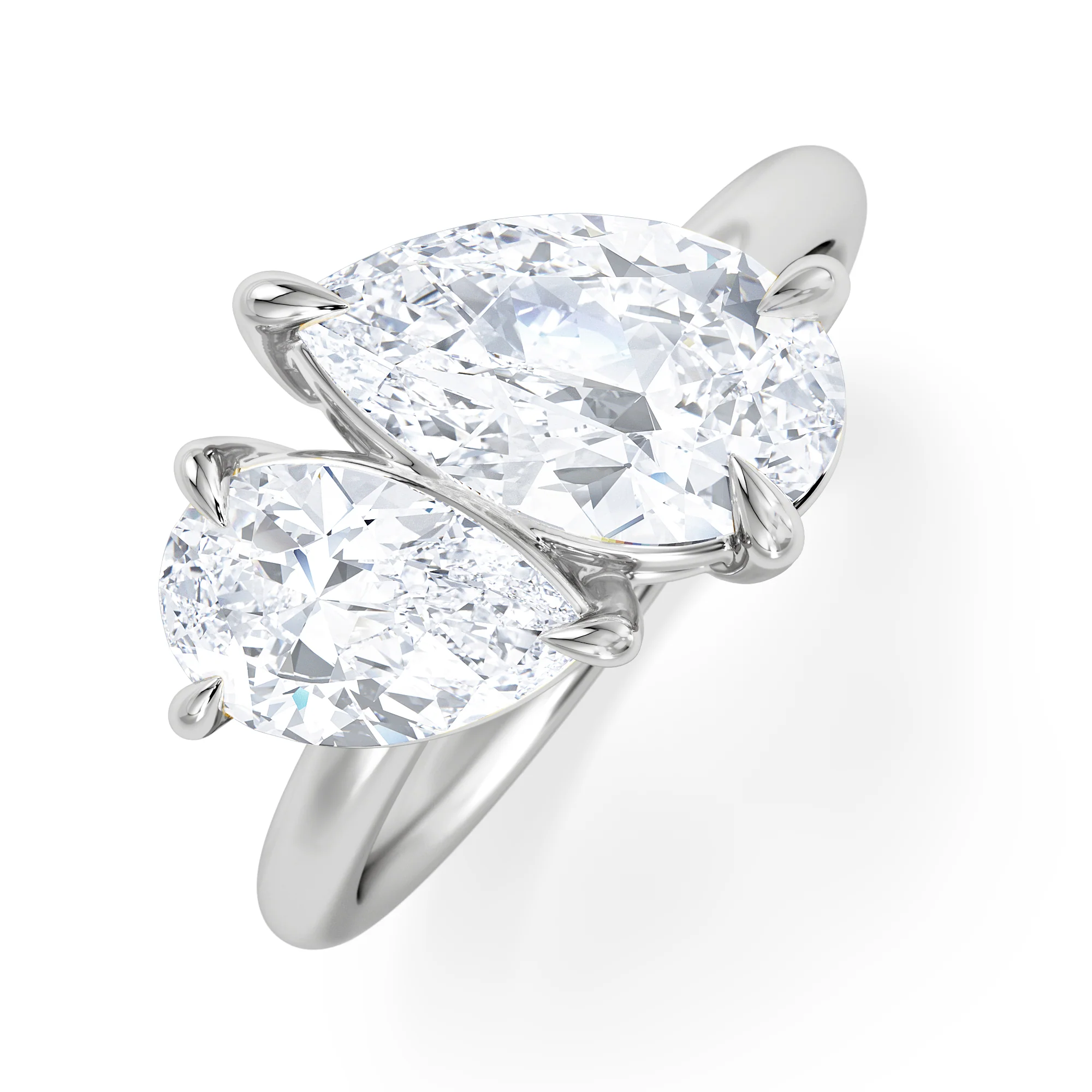 Toi Et Moi 3.00ct Pear Cut Lab Diamond Engagement Ring in Platinum