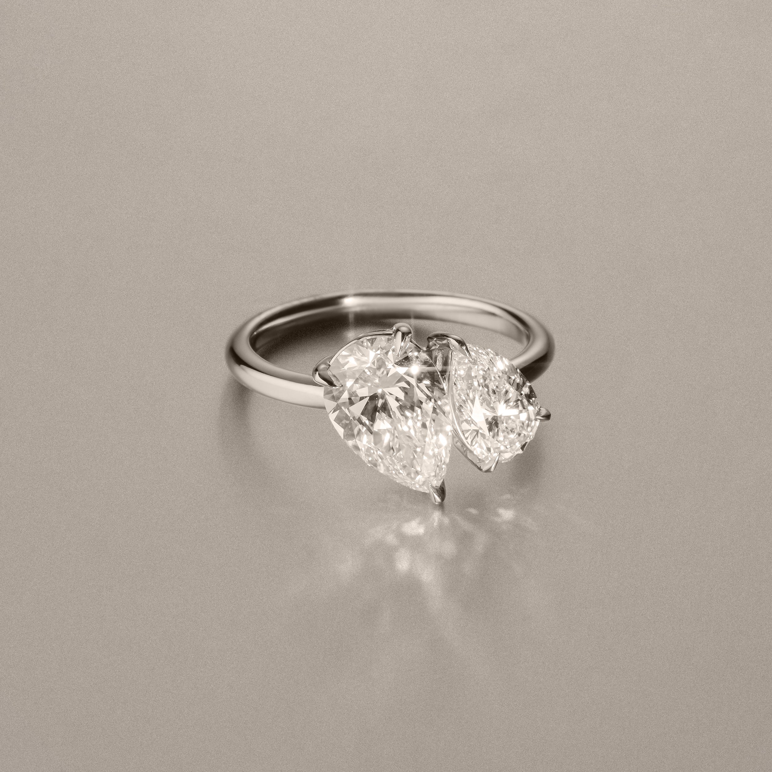 Toi Et Moi 3.00ct Pear Cut Lab Diamond Engagement Ring in Platinum - Image 6