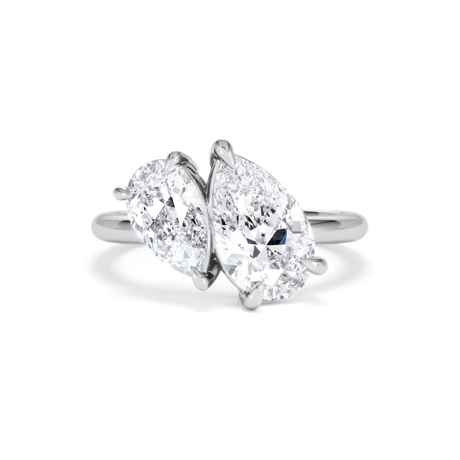 Toi Et Moi 3.00ct Pear Cut Lab Diamond Engagement Ring in Platinum - Image 8