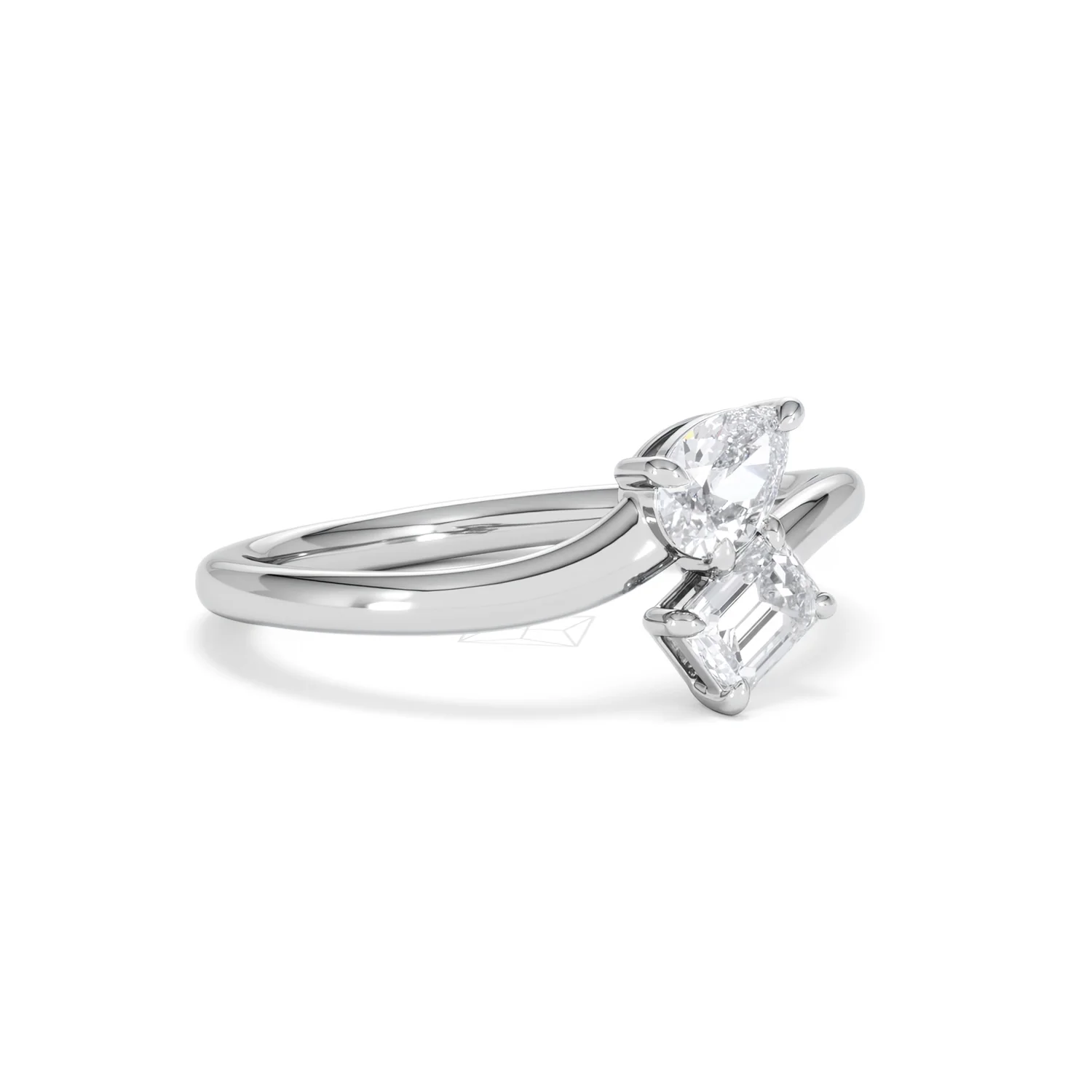 Toi et Moi Emerald and Pear Cut Lab Diamond Ring 0.50ct F/VS in 925 Silver - Image 18