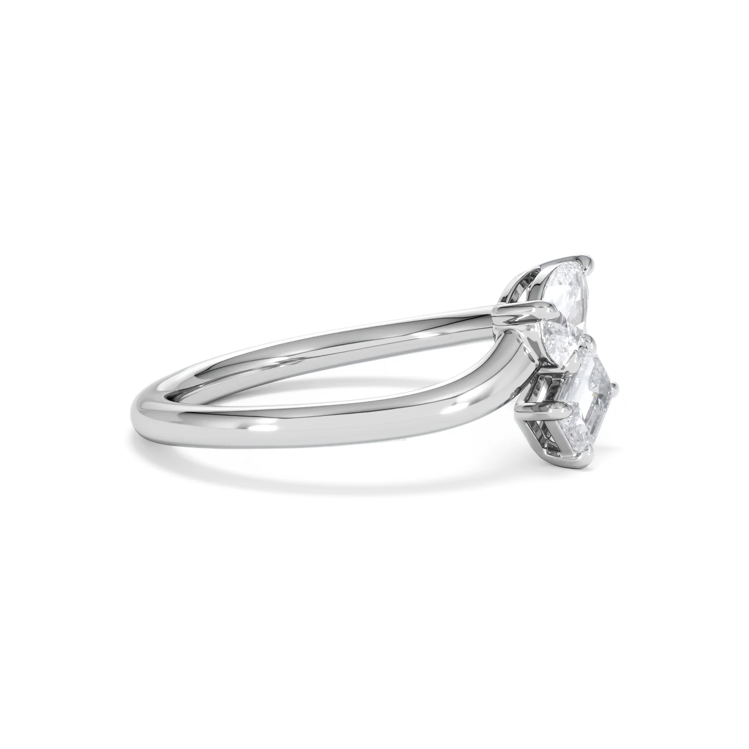 Toi et Moi Emerald and Pear Cut Lab Diamond Ring 0.50ct F/VS in 925 Silver - Image 24