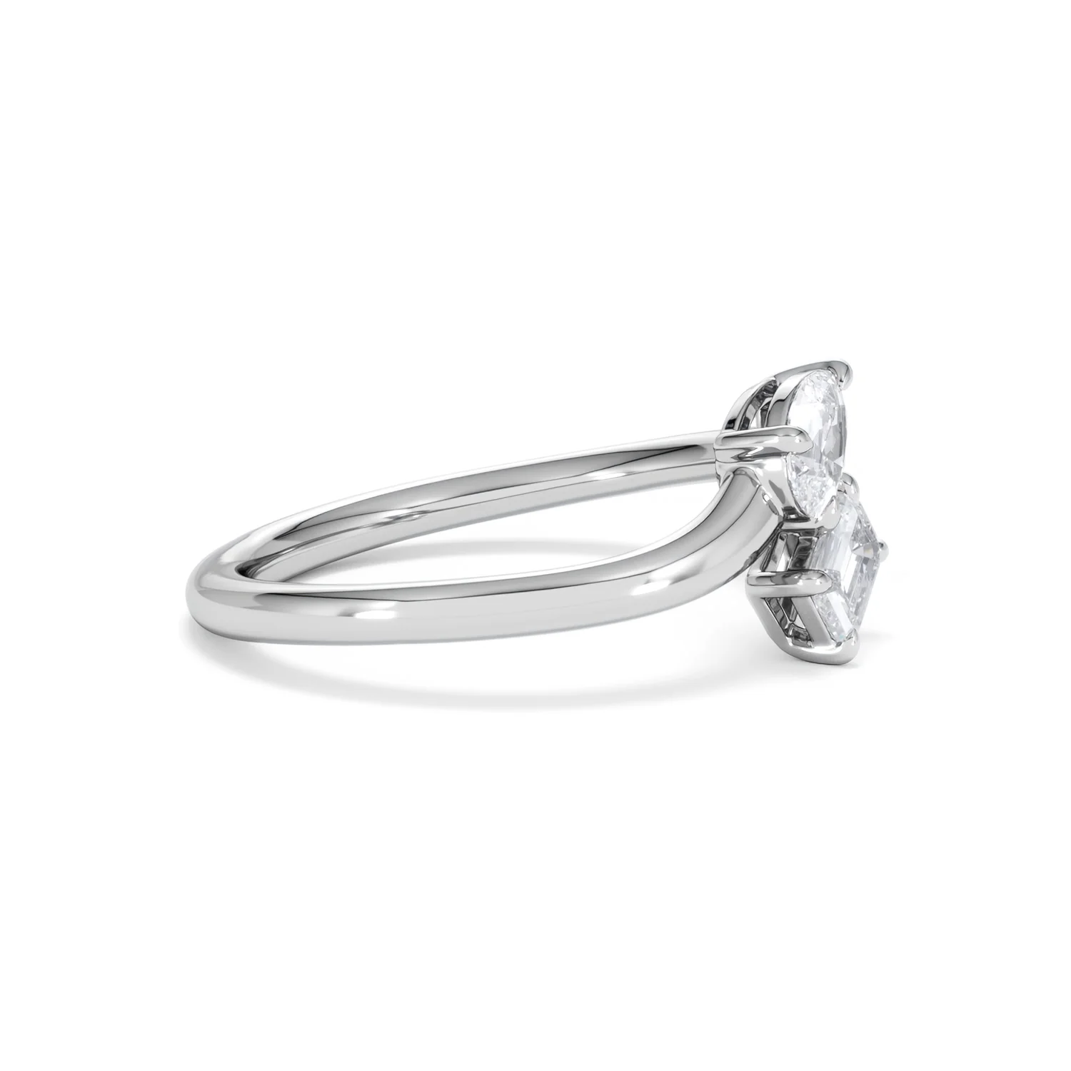 Toi et Moi Emerald and Pear Cut Lab Diamond Ring 0.50ct F/VS in 925 Silver - Image 25