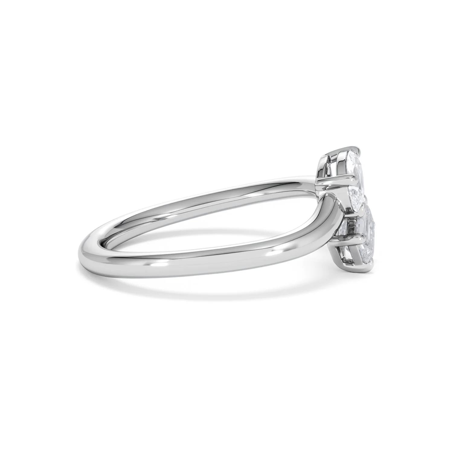 Toi et Moi Emerald and Pear Cut Lab Diamond Ring 0.50ct F/VS in 925 Silver - Image 28