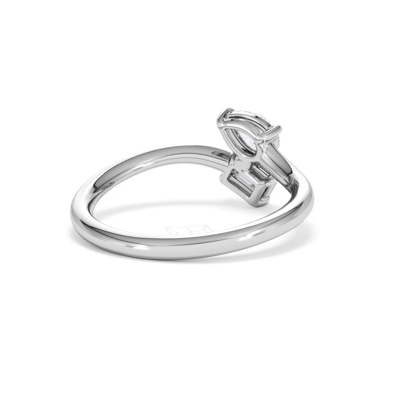Toi et Moi Emerald and Pear Cut Lab Diamond Ring 0.50ct F/VS in 925 Silver - Image 43