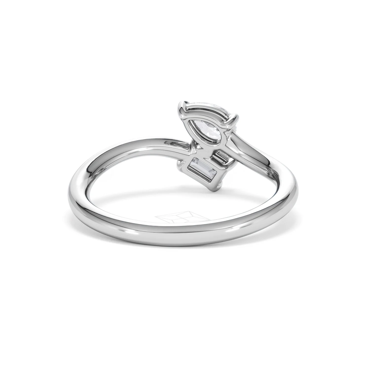 Toi et Moi Emerald and Pear Cut Lab Diamond Ring 0.50ct F/VS in 925 Silver - Image 47