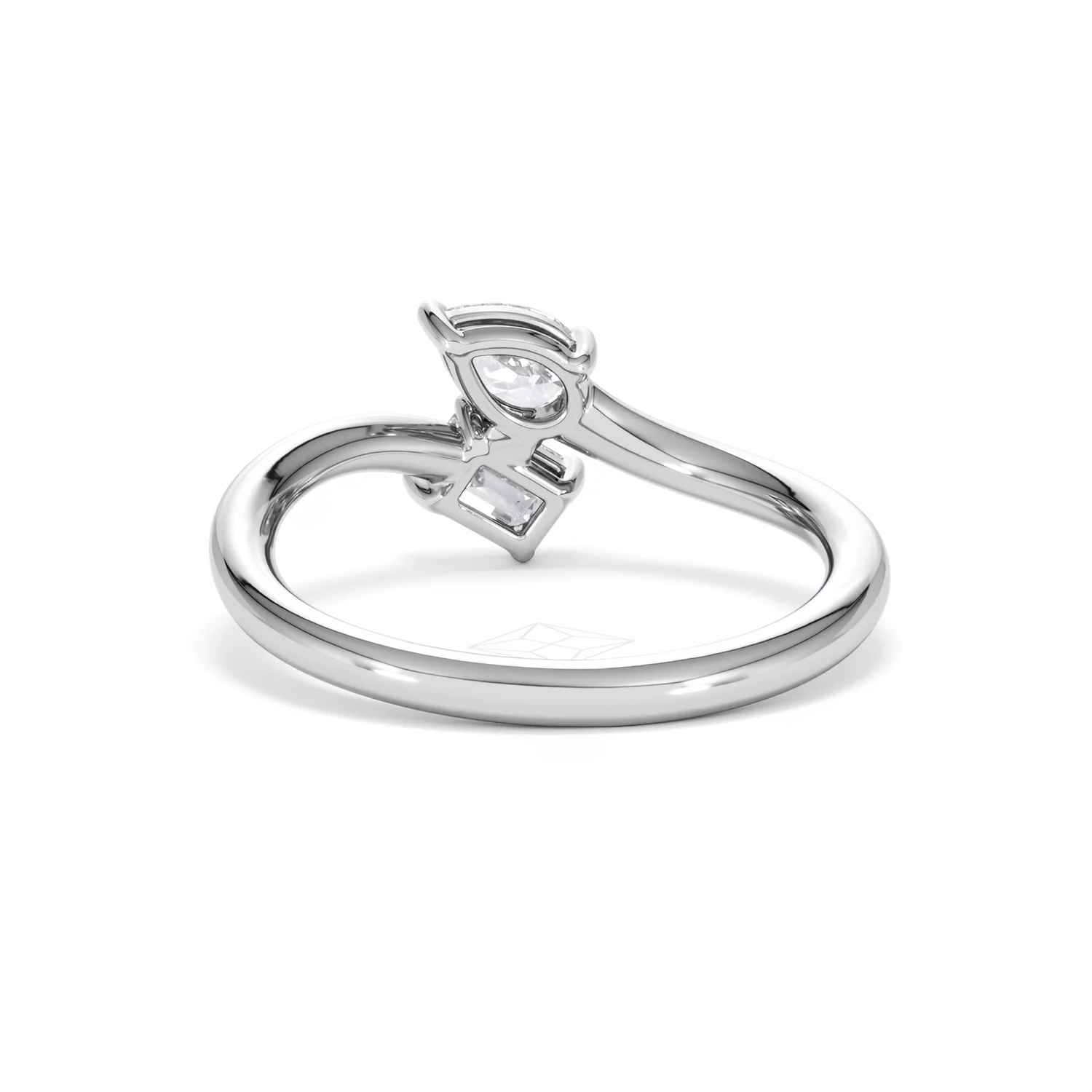 Toi et Moi Emerald and Pear Cut Lab Diamond Ring 0.50ct F/VS in 925 Silver - Image 52