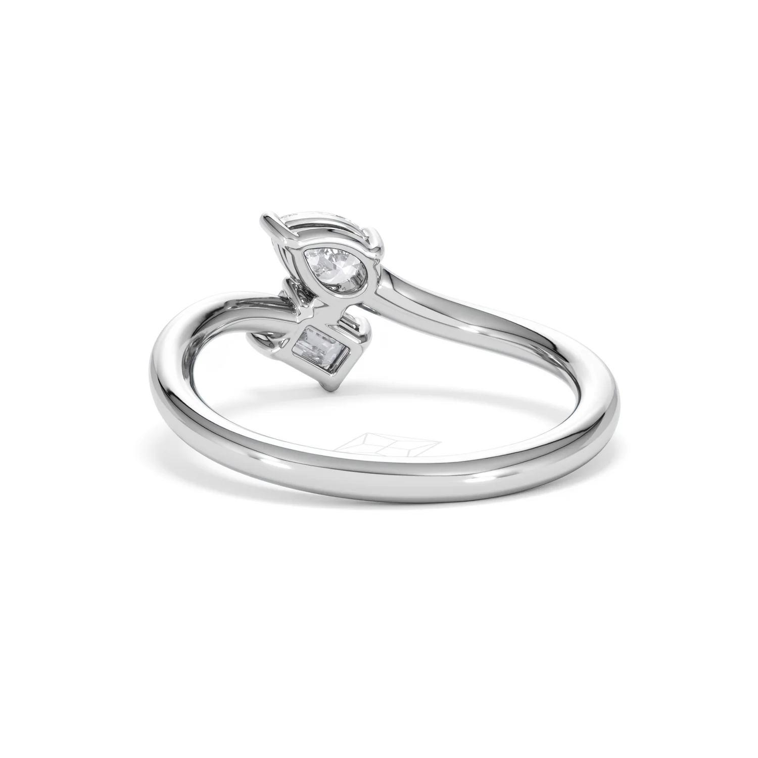 Toi et Moi Emerald and Pear Cut Lab Diamond Ring 0.50ct F/VS in 925 Silver - Image 54