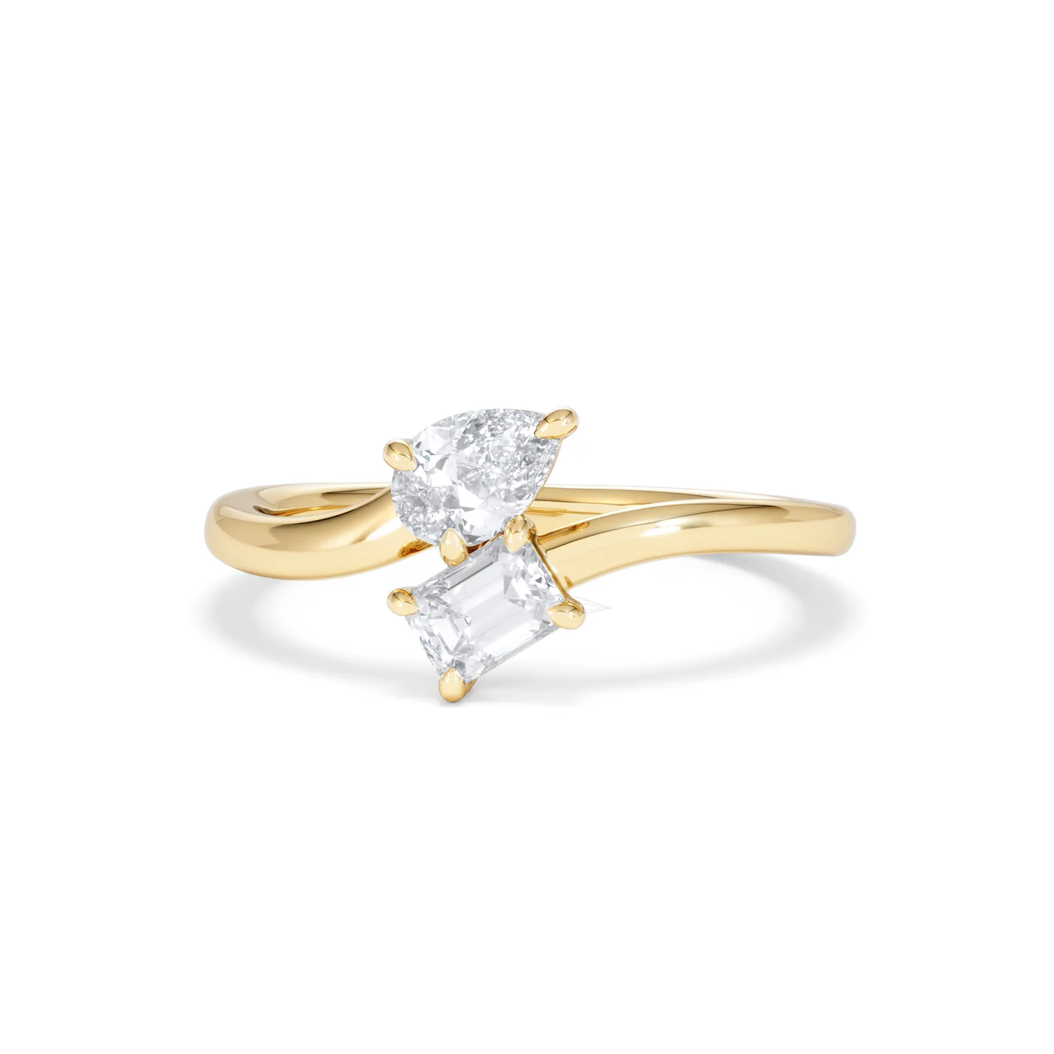Toi et Moi Emerald and Pear Cut Lab Diamond Ring 0.50ct F/VS in 9K Gold - Image 87