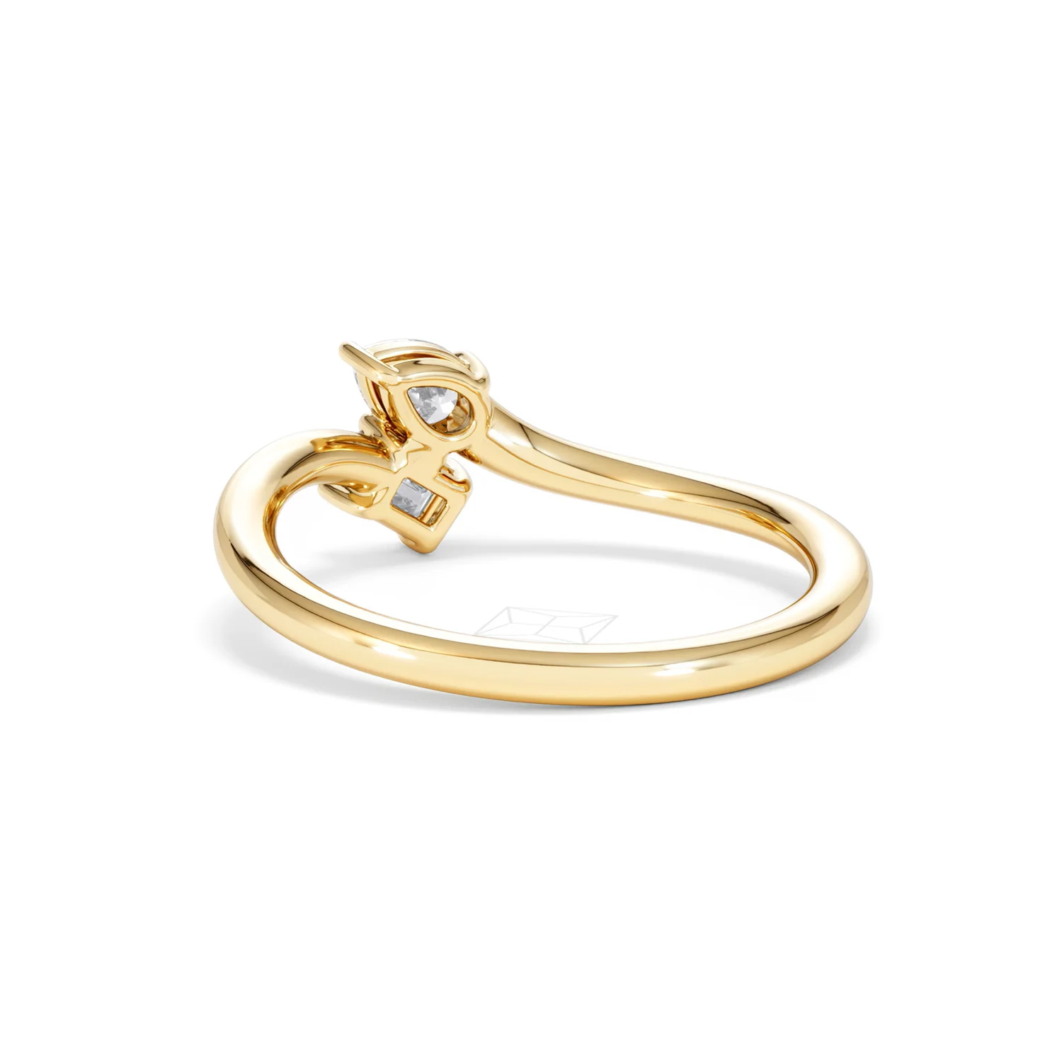 Toi et Moi Emerald and Pear Cut Lab Diamond Ring 0.50ct in F/VS 18K Gold Vermeil - Image 55