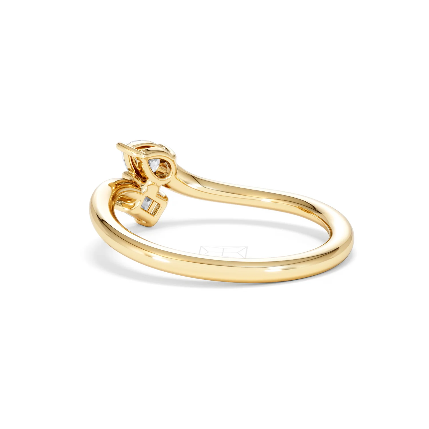 Toi et Moi Emerald and Pear Cut Lab Diamond Ring 0.50ct in F/VS 18K Gold Vermeil - Image 58