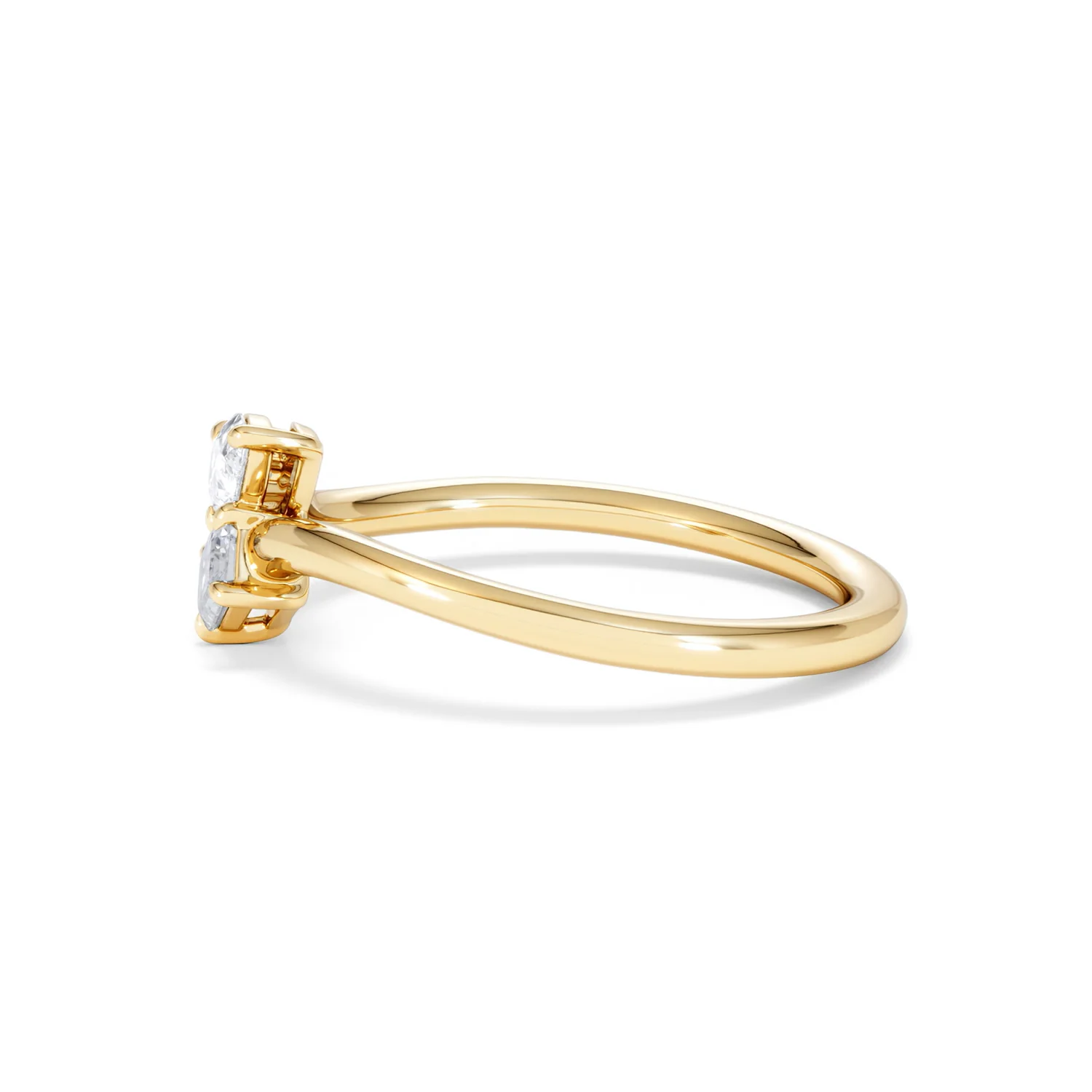 Toi et Moi Emerald and Pear Cut Lab Diamond Ring 0.50ct in F/VS 18K Gold Vermeil - Image 71