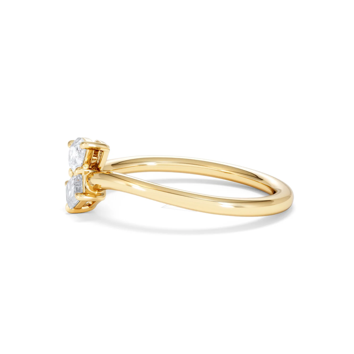 Toi et Moi Emerald and Pear Cut Lab Diamond Ring 0.50ct in F/VS 18K Gold Vermeil - Image 73