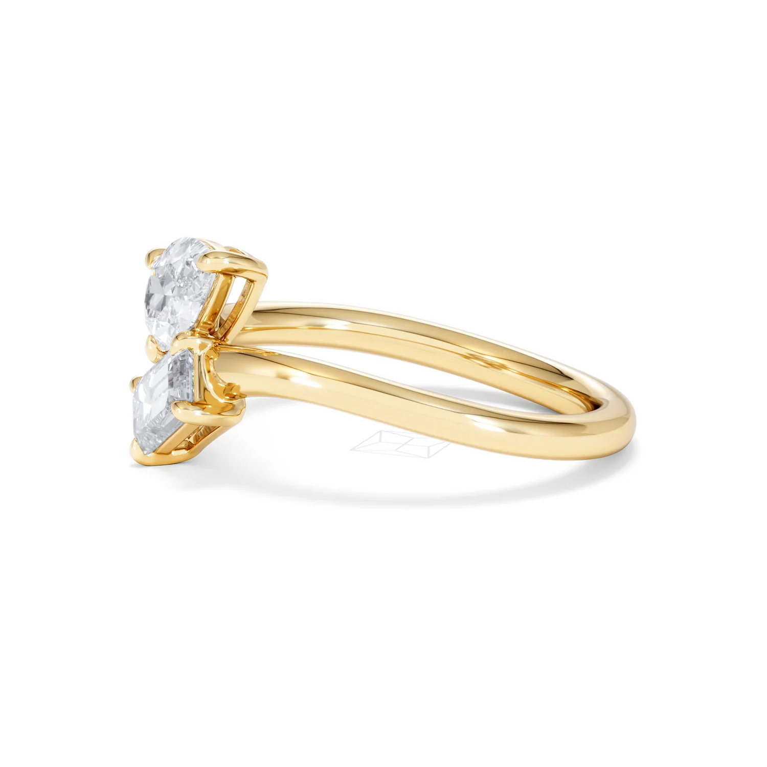 Toi et Moi Emerald and Pear Cut Lab Diamond Ring 1.00ct F/VS in 9K Gold - Image 74
