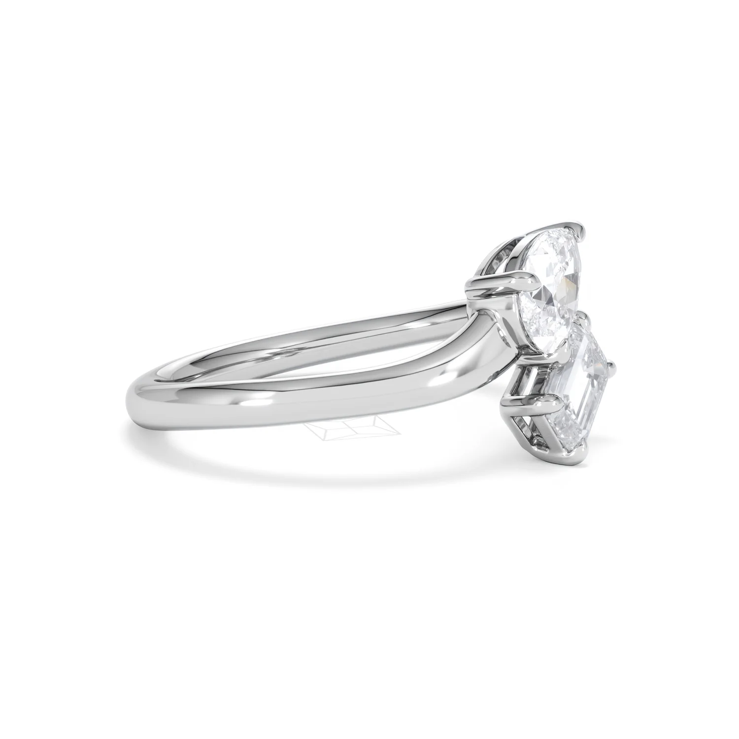 Toi et Moi Emerald and Pear Cut Lab Diamond Ring 1.00ct F/VS in 9K White Gold - Image 24