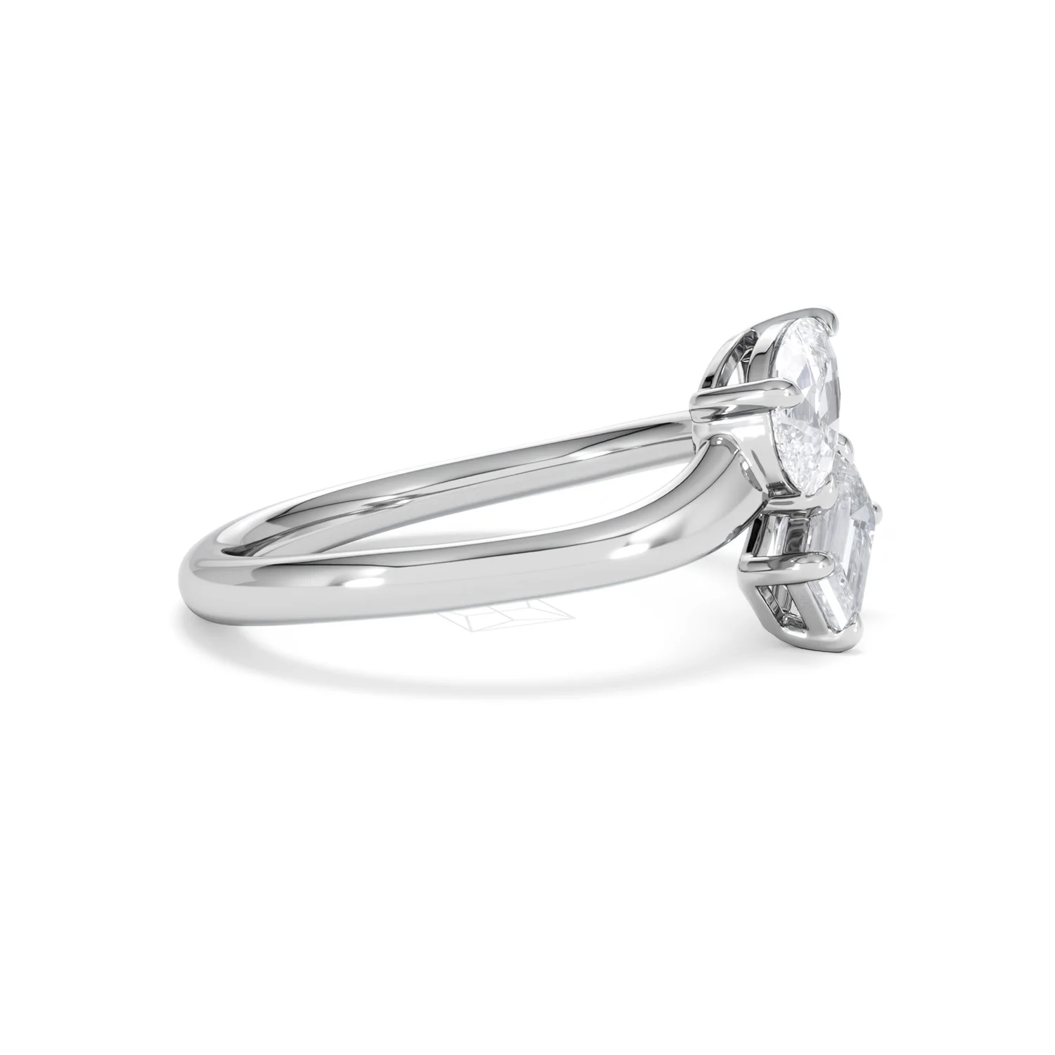 Toi et Moi Emerald and Pear Cut Lab Diamond Ring 1.00ct F/VS in 9K White Gold - Image 26