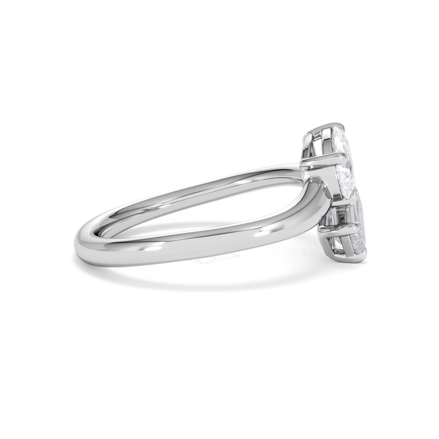 Toi et Moi Emerald and Pear Cut Lab Diamond Ring 1.00ct F/VS in 9K White Gold - Image 29