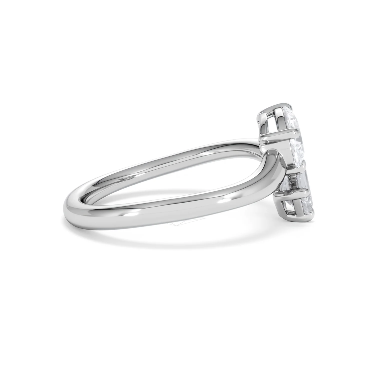 Toi et Moi Emerald and Pear Cut Lab Diamond Ring 1.00ct F/VS in 9K White Gold - Image 30