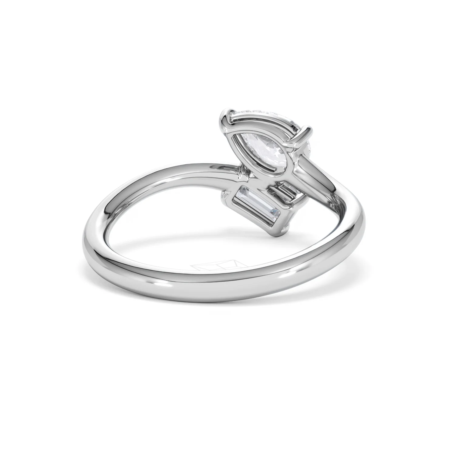 Toi et Moi Emerald and Pear Cut Lab Diamond Ring 1.00ct F/VS in 9K White Gold - Image 46