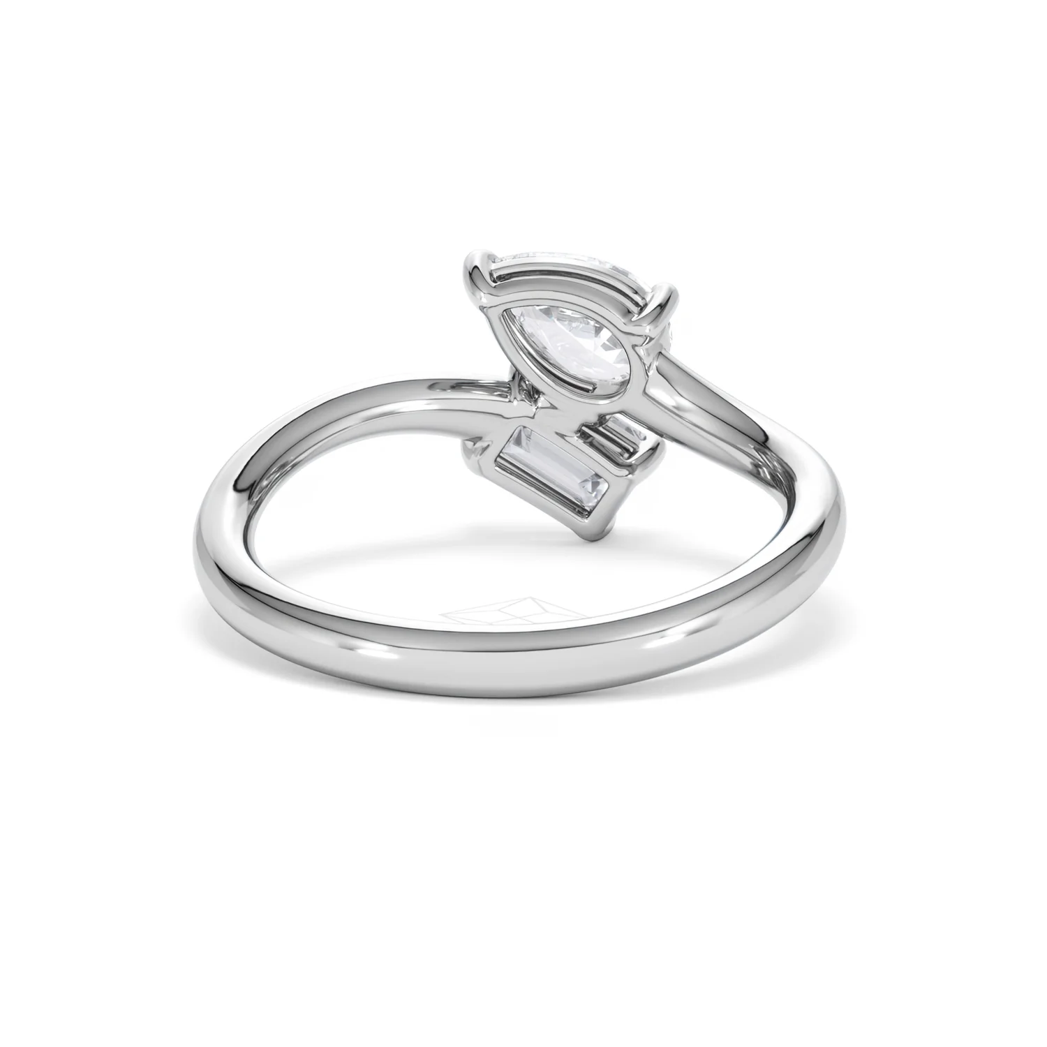 Toi et Moi Emerald and Pear Cut Lab Diamond Ring 1.00ct F/VS in 9K White Gold - Image 48